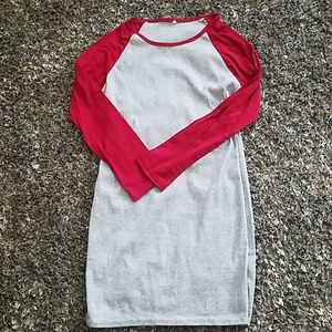 Grey and red tee shirt dress sz s